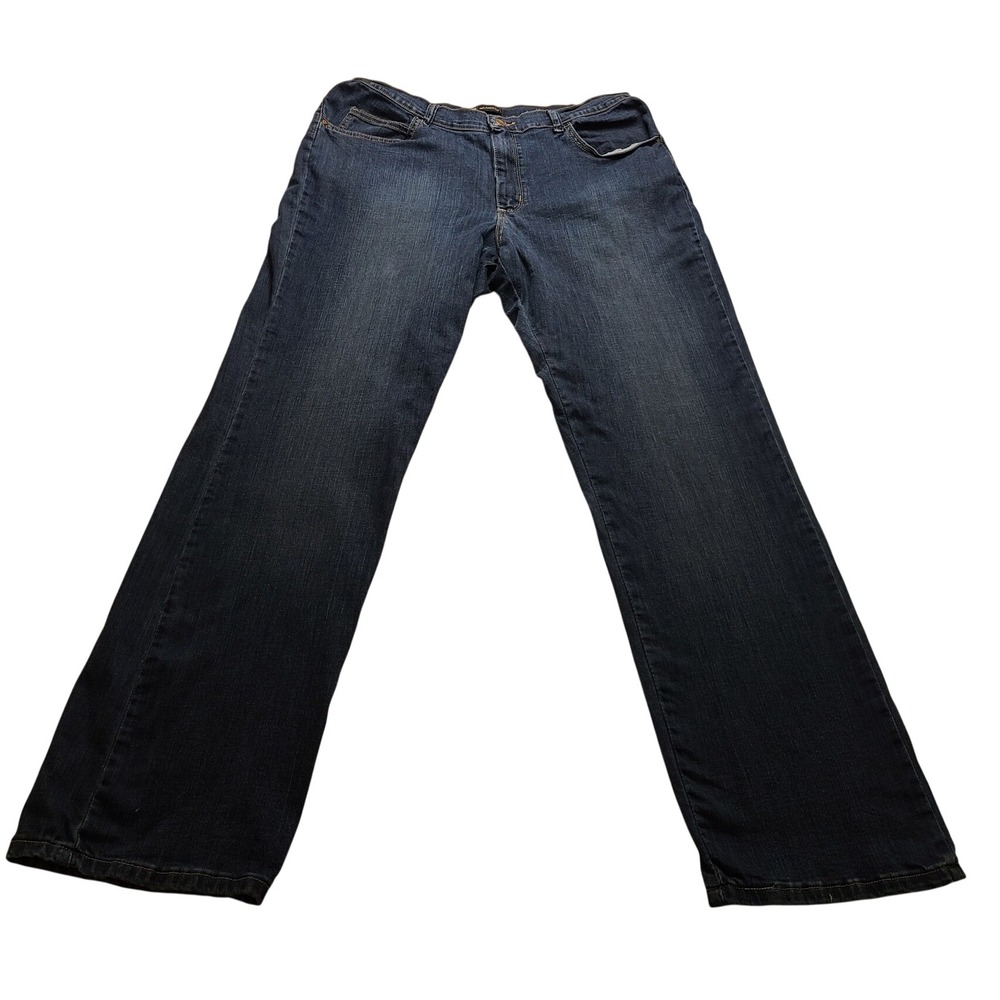 Lee Relaxed Fit Jeans Women's 18 Long Dark Wash Straight Leg Stretch Five Pocket
